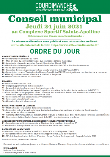 Ordre du jour CM 24 juin 2021