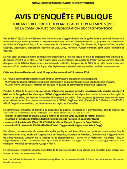 Enquête publique - Plan Local de Déplacement  (PLD)
