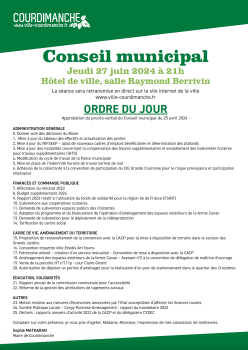Ordre du jour du Conseil municipal du 27 juin 2024