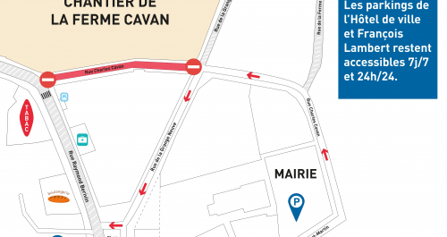 Schéma circulation travaux Ferme Cavan