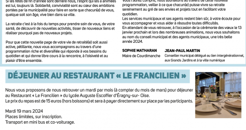 Lettre séniors - janvier à février 2024